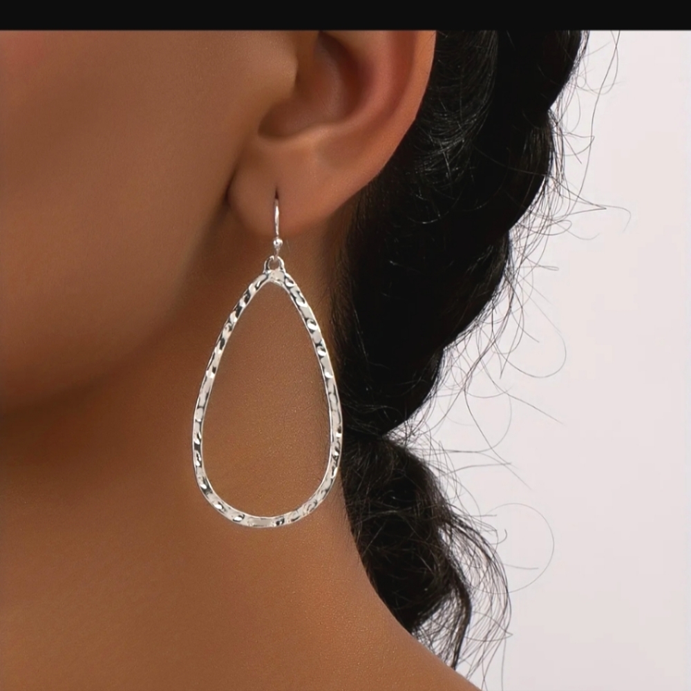 3 for $18 Silver Oval Tear Drop Earrings Post Back NWT
